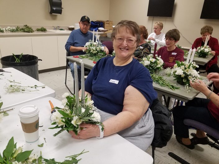 Edna at our Flower Arranging Class