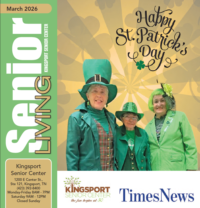 3 Women dressed in Green for St Patrick's Day on the cover of the newsletter