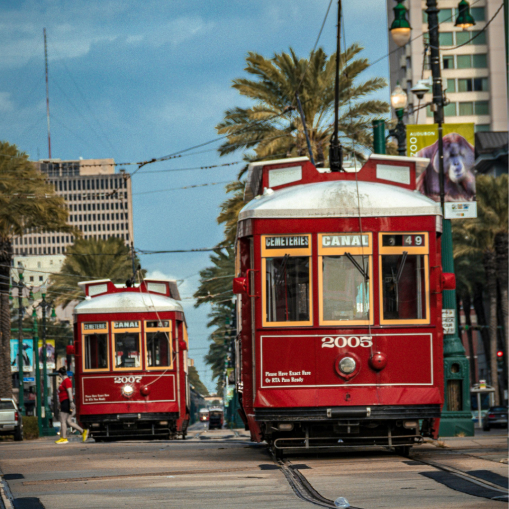 A Photo of Railcars in Downtown New Orleans, Louisiana 