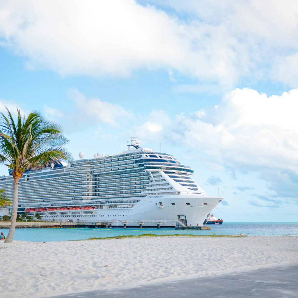 Cruise Ship Next to the Ocean shore