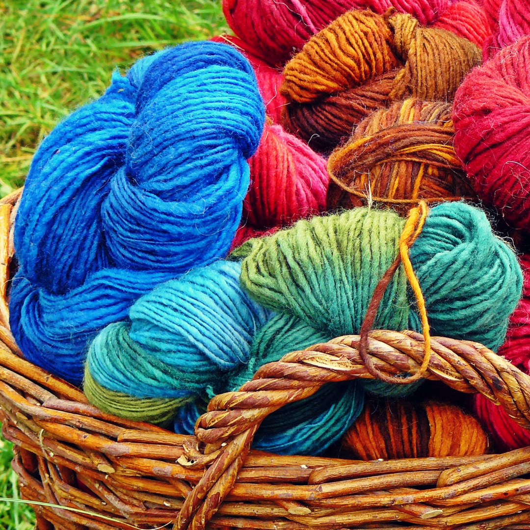 basket of knitting yarn