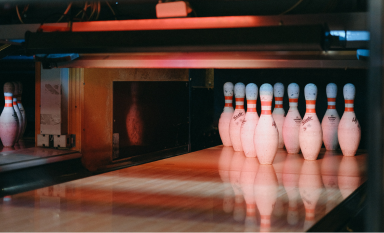 bowling lane with pins