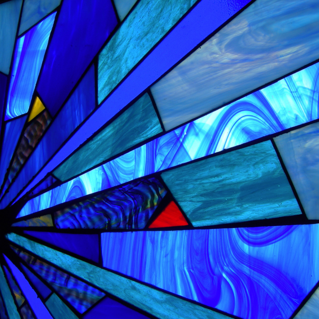 Blue stained glass window
