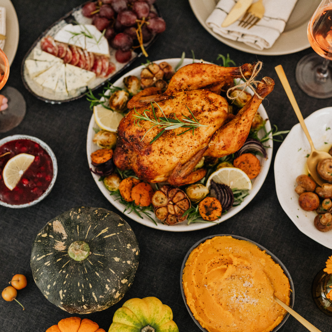 thanksgiving meal (turkey, carrots, etc)